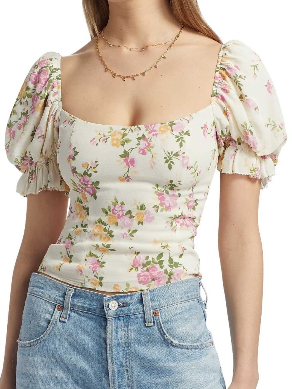 Reformation Marin Floral Puff Sleeve Top Posy Floral Puff Sleeve 8